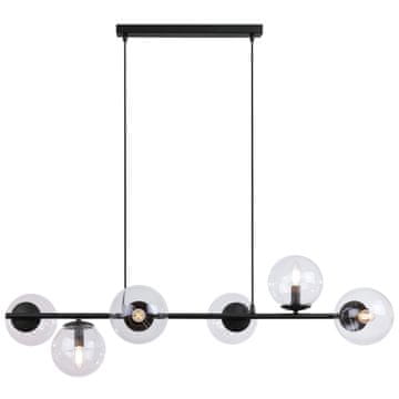 GH SIENA CRNA VISEĆA LAMPA 6 RAVNIH PROZIRNIH ŽARULJICA E14