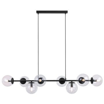 GH SIENA CRNA VISEĆA LAMPA 8 RAVNIH PROZIRNIH ŽARULJICA E14