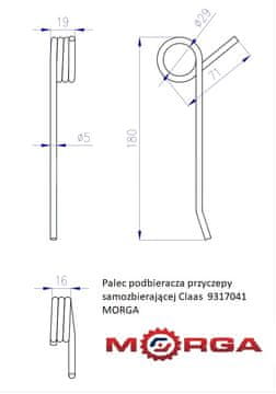 Claas FI-5.5mm L-166mm zubac za prikupljanje, praškasto obojen,