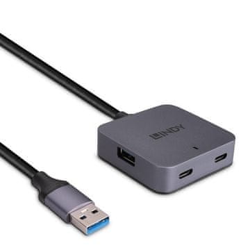 Lindy 3.2 Gen 1 Type-A USB Hub 5000 Mbit/s Crno-siva, 43388
