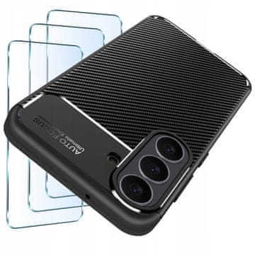 Set oklopljene karbonske maske za Samsung S25 FE + 3 komada stakla