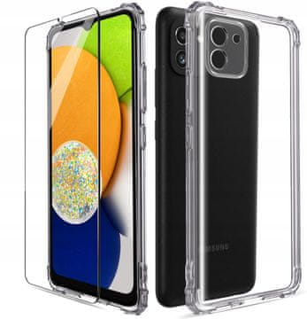 Zaštitna futrola otporna na udarce s prozirnom stražnjom stranom za Samsung Galaxy A03 + Glass