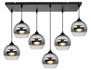 Elegantna viseća lampa sa staklenim sjenilom, krom, LED