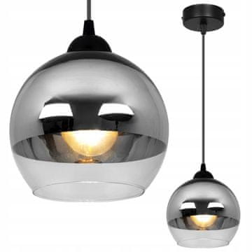 GH ELEGANTNA VISEĆA LAMPA, STAKLENA LAMPA, KROMIRANA LED RASVJETA