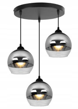Elegantna viseća lampa sa staklenim sjenilom, krom, LED