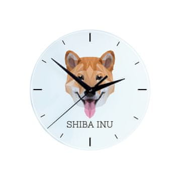 Shiba Inu - geometrijski zidni sat s fotografijom i natpisom