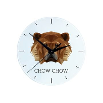 Chow Chow - geometrijski zidni sat s fotografijom i natpisom