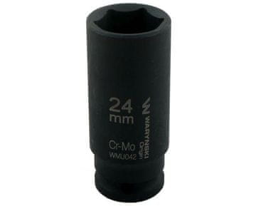 Dugi šesterokutni udarni ključ 1/2". 24 mm. CrMo. DIN 3129. Waryński