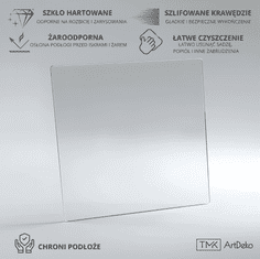 STAKLO ZA KAMIN KALJENO STAKLO DIMENZIJE PODNOŽJA 60x60cm PROZIRNO