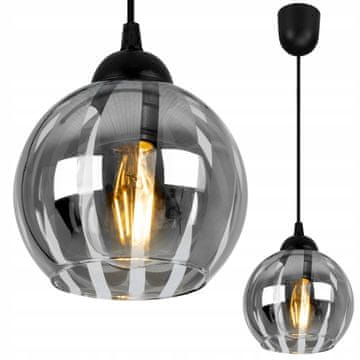 GH ELEGANTNA KROMIRANA VISEĆA LAMPA, SABANUR U OBLIKU STAKLENE KUGLE