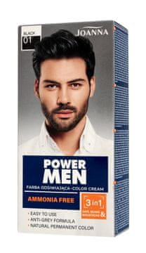 Joanna Power Men Color kremasta boja za kosu 3u1 za muškarce br. 01 crna