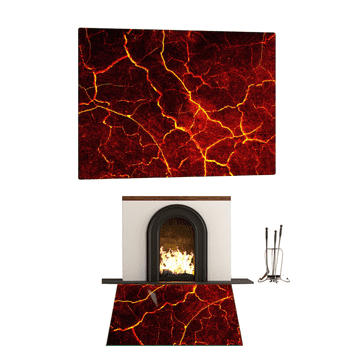 STAKLENA PODLOGA ZA KAMIN KALJENO STAKLO DIMENZIJE 52x50cm LAVA GRAFIKA