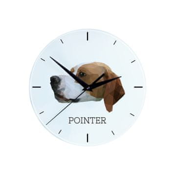 Pointer - geometrijski zidni sat s fotografijom i natpisom tvrtke