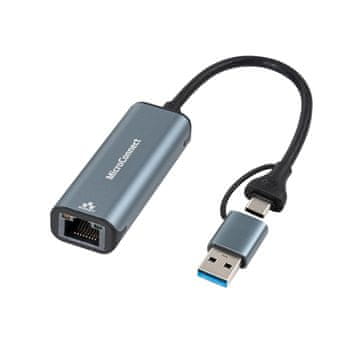 MicroConnect USB-C/A na RJ45 gigabitni mrežni adapter, MC-USBACNET1G