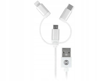 Forever 3u1 kabel USB - Lightning + USB-C + microUSB 1,0 m 1,5A bijeli