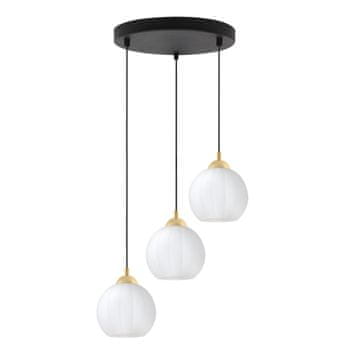 GH COSTA CRNO-ZLATNA VISEĆA LAMPA S 3 ŽARULICE BIJELA KUGLA E27 OW