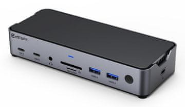 eSTUFF GLB232006 USB-C 3.2 Gen 1 priključna stanica aluminijska crna