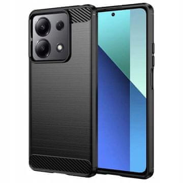 Futrola za Redmi Note 13 4G, karbonska, stražnja maska, crna + staklo