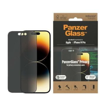 PanzerGlass Kaljeno staklo za iPhone 14 Pro Privacy Antibacterial