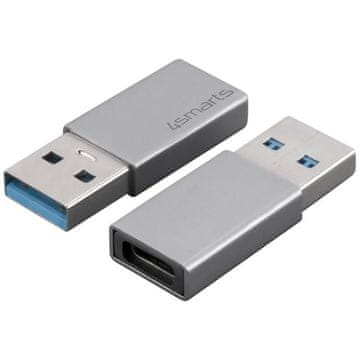 4smarts Adapter Pasivni USB-A 3.0 na USB-C srebrni 2 kom.