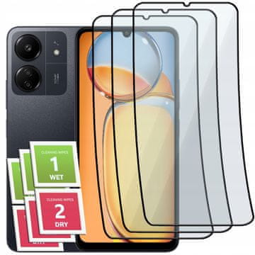 3x hibridno staklo ZA Xiaomi Redmi 13C keramičko 9D preko cijelog zaslona