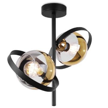 GH RONDA STROPNA LAMPA CRNO-ZLATNA 2-PLOČNA ZLATNA ŽARULJA E27