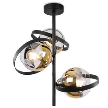 GH RONDA STROPNA LAMPA CRNO-ZLATNA 3-PLOČNA ZLATNA ŽARULJA E27