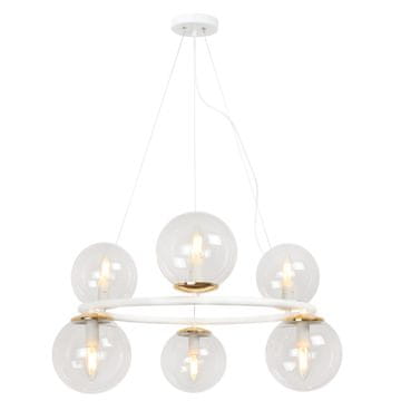 GH AURA BIJELO-ZLATNA VISEĆA LAMPA SA 6 RAVNIMA, BEZ ABAŽURA E14