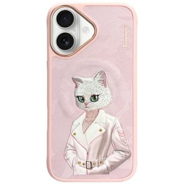 M&M Magnetska modna slatka MagSafe maskica za iPhone 16 s motivom kućnih ljubimaca, roza.