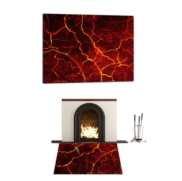 STAKLENI POSTOLJ ZA KAMIN OD KALJENOG STAKLA DIMENZIJE 52x30cm LAVA GRAFIKA