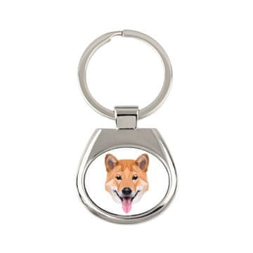 Shiba Inu - geometrijski privjesak za ključeve s fotografijom i natpisom