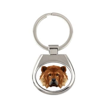 Chow Chow - geometrijski privjesak za ključeve s fotografijom i natpisom