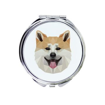 Akita, Akita Inu - ogledalo s fotografijom i geometrijskim natpisom tvrtke