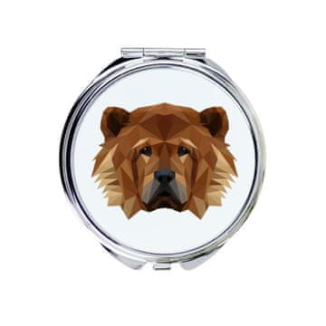 Chow Chow - ogledalo s fotografijom i geometrijskim natpisom od a
