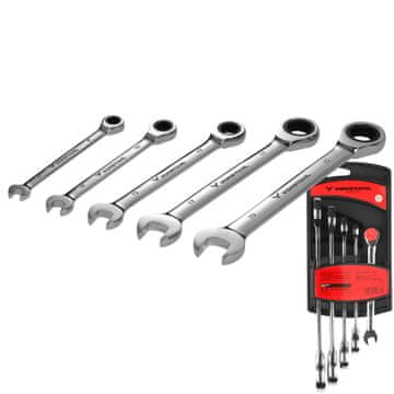 SET OBALOŽNIH KLJUČEVA S RAČKOM, CrV čelik, 5 komada, 8-19 mm,
