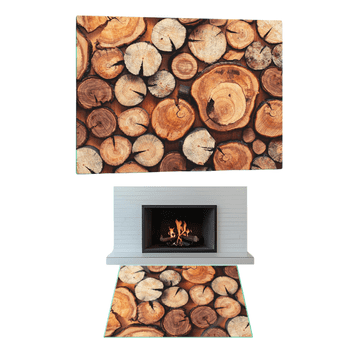 STAKLO ZA KAMIN KALJENO STAKLO DIMENZIJE PODNOŽJA 65x60cm GRAFIKA DRVO