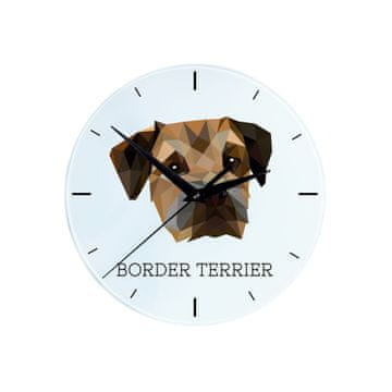 Border terijer - geometrijski zidni sat s fotografijom i natpisom