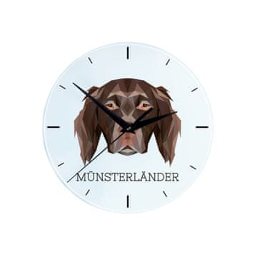 Münsterländer - geometrijski zidni sat s fotografijom i natpisom