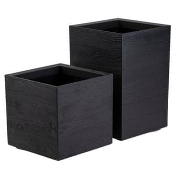 Set donica na kotačićima Betonique 40 cm crna daska, 2 komada