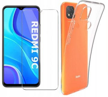 Prozirna maskica za Redmi 9C ultra tanki, bezbojna stražnja strana + staklo