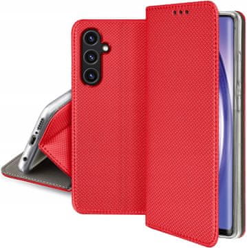 Maska za Samsung Galaxy A54 5G pametni magnetni novčanik crvena + staklo