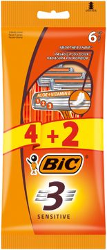 Bic Sensitive muške britvice s 3 oštrice, 1 pakiranje - 6 kom (4 + 2 gratis)