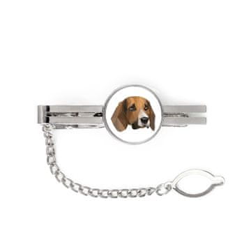 Beagle - geometrijska kopča za kravatu s fotografijom i natpisom