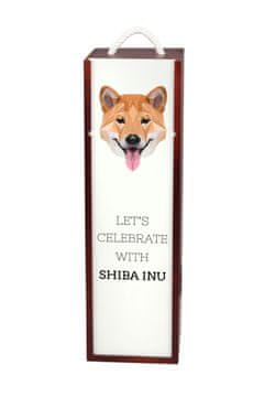 Shiba Inu - geometrijska kutija za vino s fotografijom i natpisom
