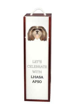 Lhasa Apso - geometrijska kutija za vino s fotografijom i natpisom