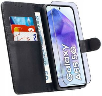 Futrola za Samsung Galaxy A55 5G s pametnom futrolom-novčanikom + 9H staklom