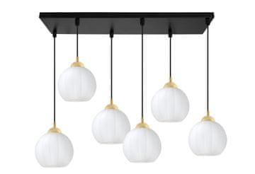 GH COSTA CRNO-ZLATNA VISEĆA LAMPA 6 ŽARULICA BIJELA KUGLA E27