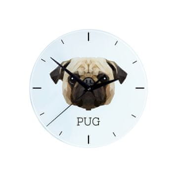 Pug, Carlin - geometrijski zidni sat s fotografijom i natpisom