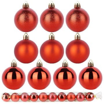 Northix Neraskidive crvene božićne kuglice, 5 cm, set od 10 komada