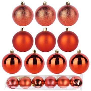 Northix Neraskidive crvene božićne kuglice, 7 cm, set od 6